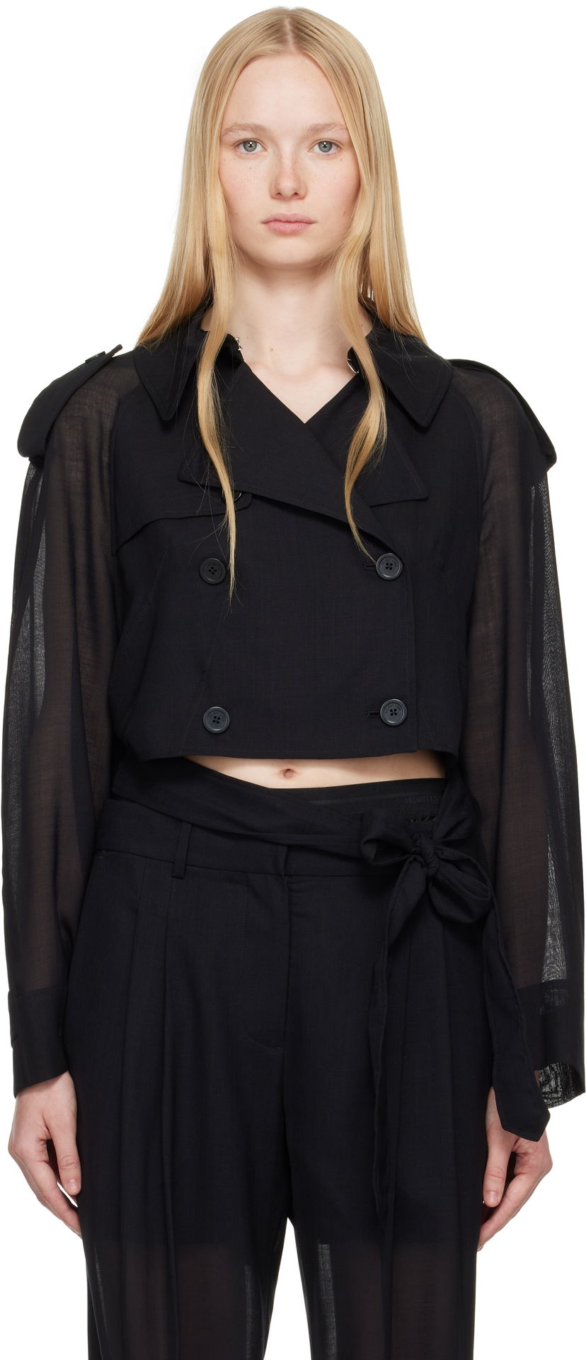 Trenchcoat Helmut Lang Helmut Lang Cropped Trench Coat Sort | P01HW101