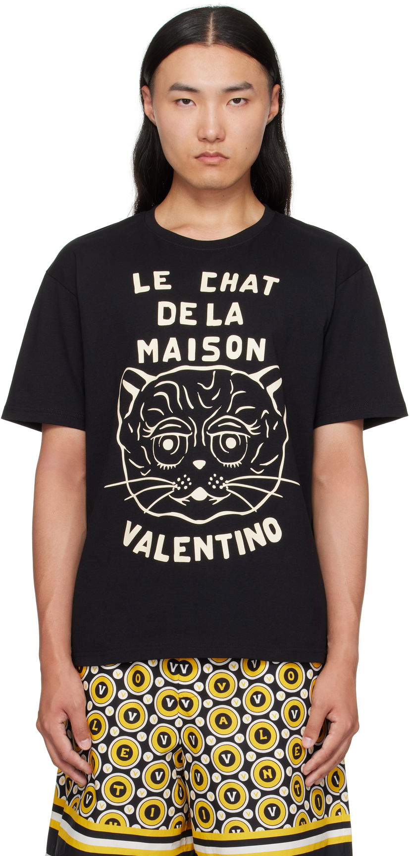 T-shirt Valentino Valentino 'Le Chat De La Maison' Cotton T-Shirt Sort | 7V3MG16PB32