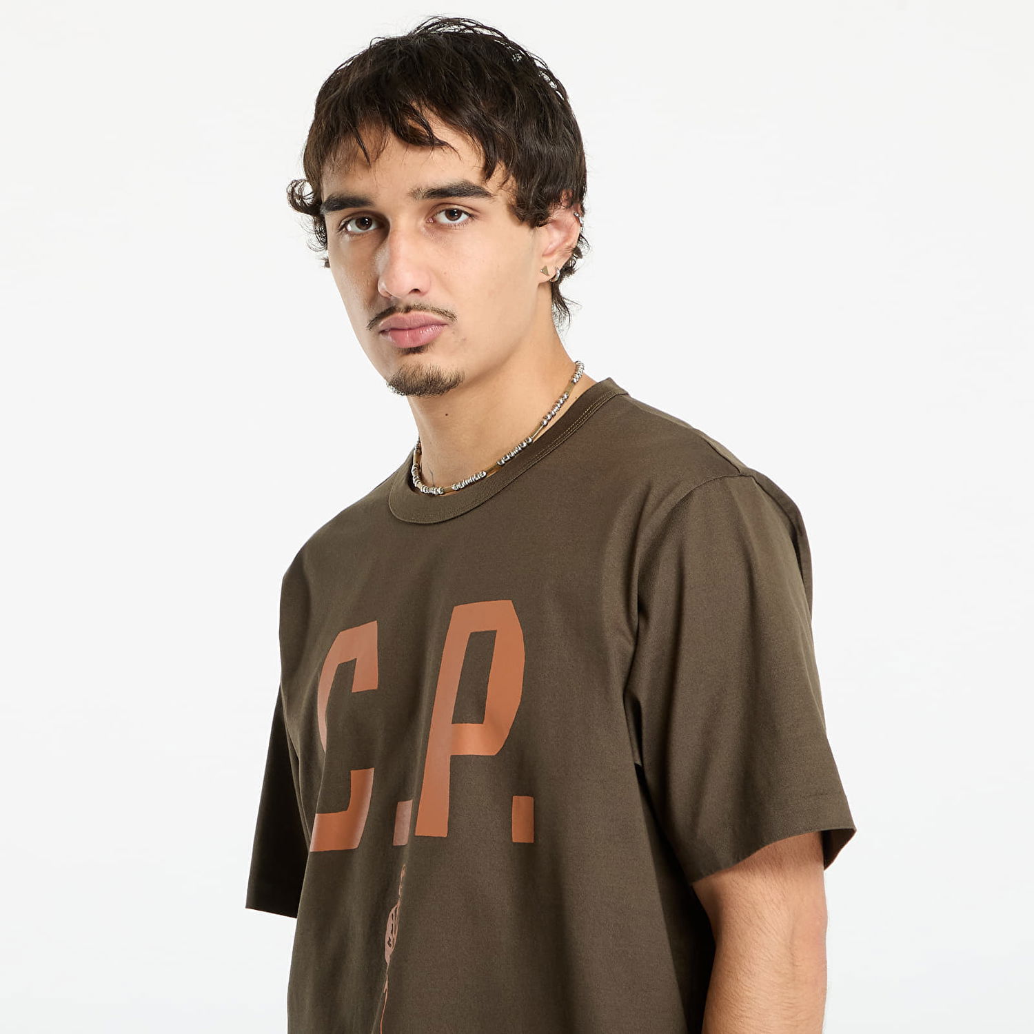 T-shirt C.P. Company Mercerized 30/2 Jersey Twisted Short Sleeve Logo T-Shirt Ivy Green Grøn | 19CMTS112A110301W-683, 1
