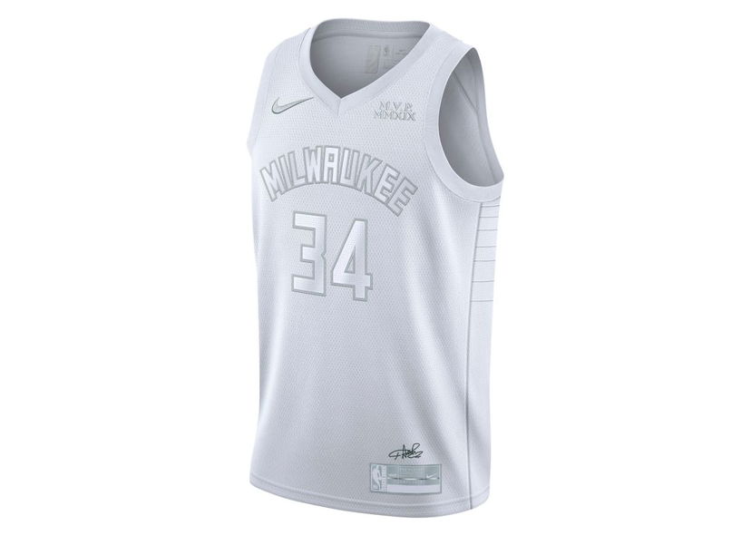 Jersey Nike NBA Milwaukee Bucks MVP 34 Antetokounmpo Swingman Jersey White Hvid | CT4209-100