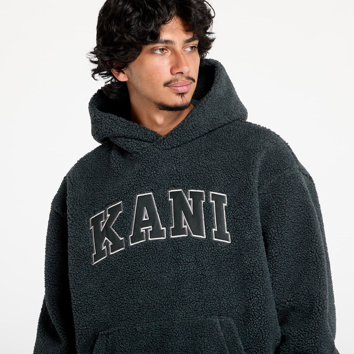 Sweatshirt Karl Kani Serif Teddy Hoodie Anthracite Sort | 60210117, 1
