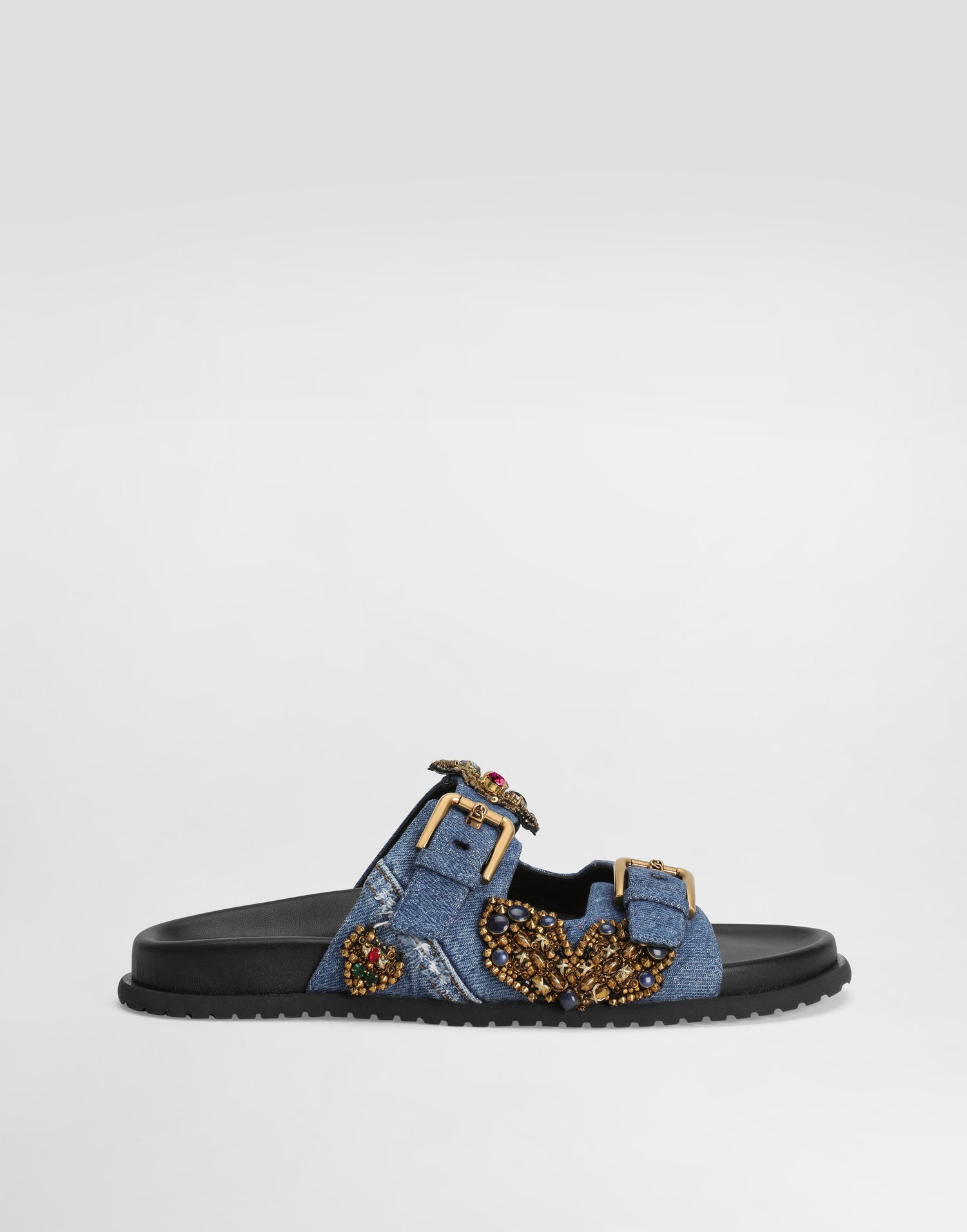 Tilbehør Dolce & Gabbana Dolce & Gabbana Embroidered Denim Slides Blå | CQ0664AN6248C609, 0