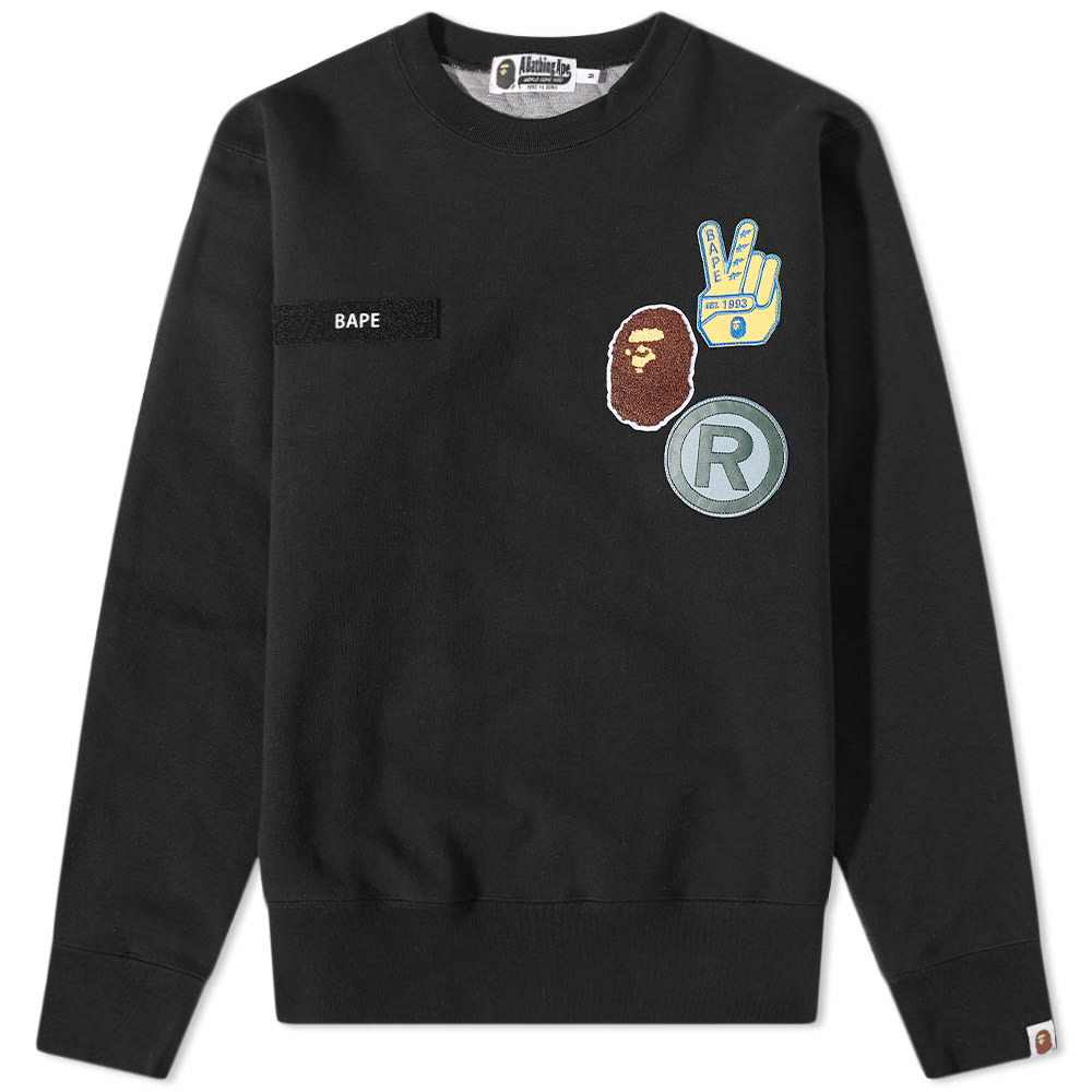 Sweater BAPE STA Jacquard Relaxed Fit Crewneck Sort | 001SWH801004M-BLK, 0