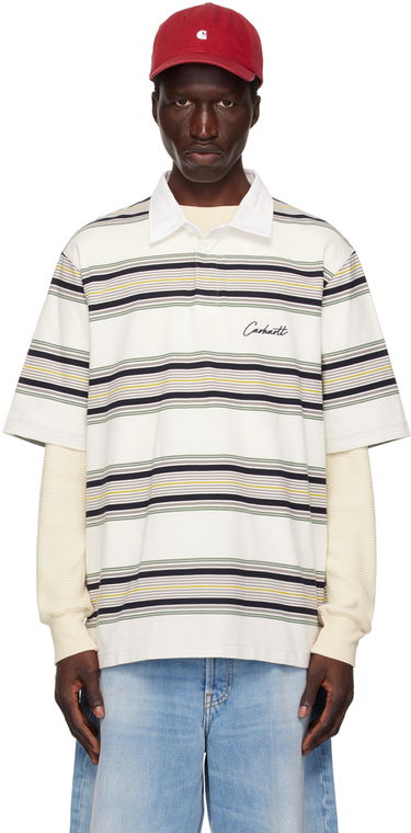 Polo skjorte Carhartt WIP Striped Rugby Polo Hvid | I033614, 0