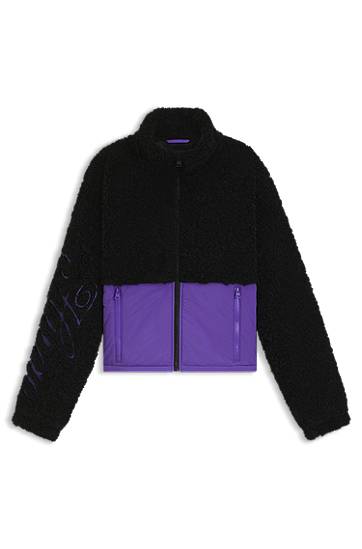 Jakke BOSS Teddy jacket with colour-blocking and embroidered logo Lilla | 50546382, 0