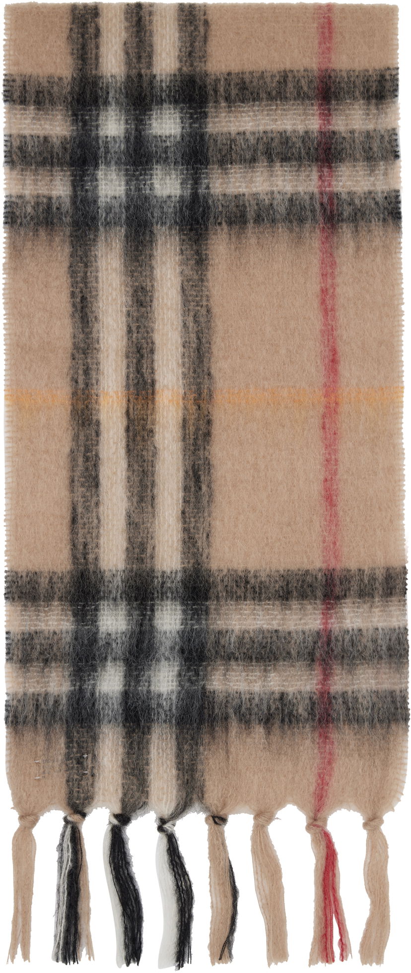 Tørklæde Burberry Burberry Check Mohair and Wool Scarf Beige | 8112967