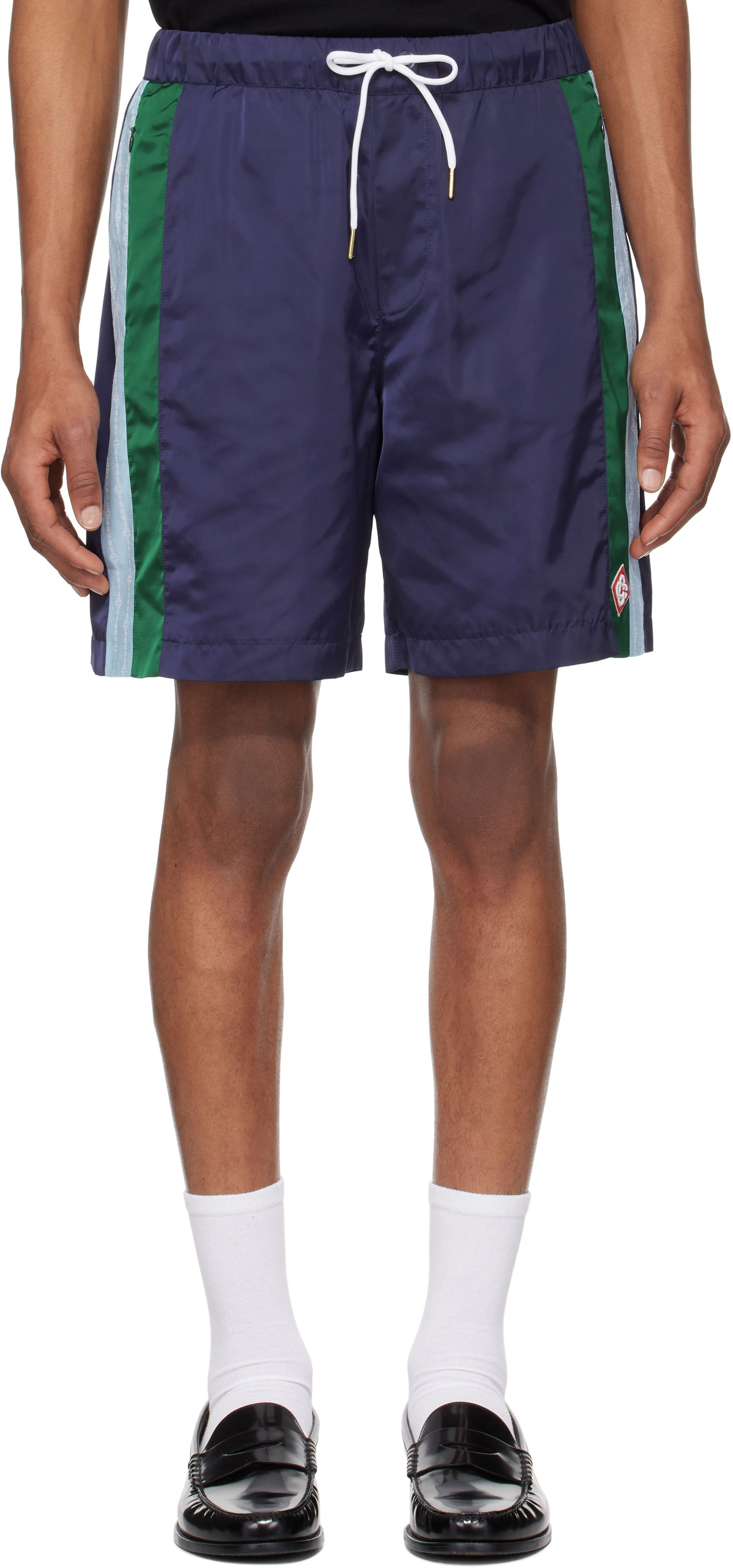Shorts Casablanca Casablanca Pinstripe Laurel Track Shorts Mørkeblå | MS25-TR-273-01, 0