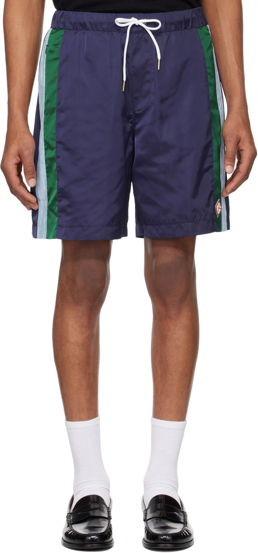 Shorts Casablanca Casablanca Pinstripe Laurel Track Shorts Mørkeblå | MS25-TR-273-01
