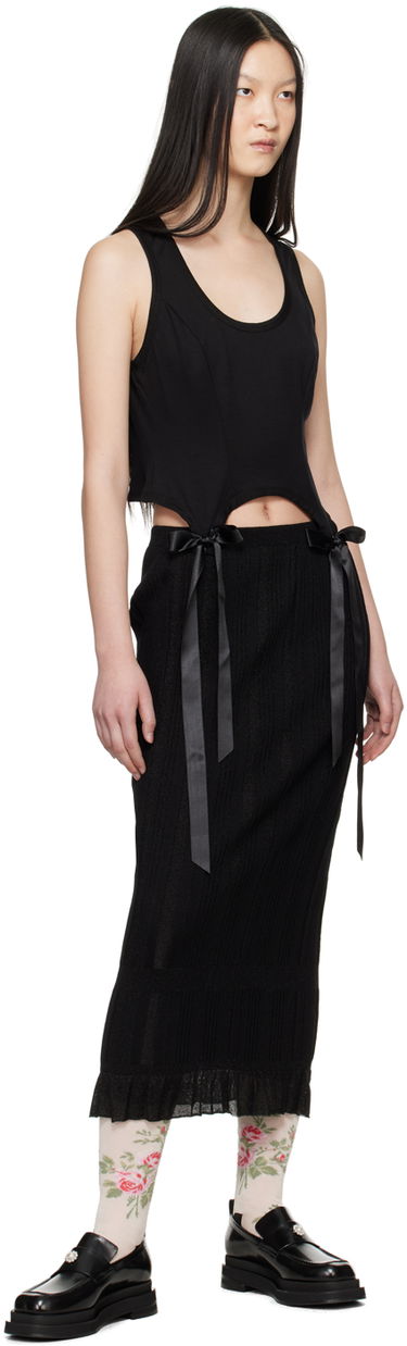 Nederdel Simone Rocha Simone Rocha Skinny Rib Frill Midi Skirt Sort | HMK35 0624, 3