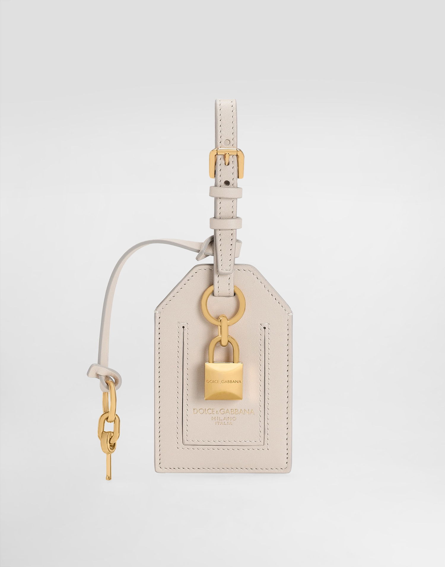 Nøgleringe Dolce & Gabbana Dolce & Gabbana Calfskin Luggage Tag with Lock Beige | BI3417A9S2580004, 0