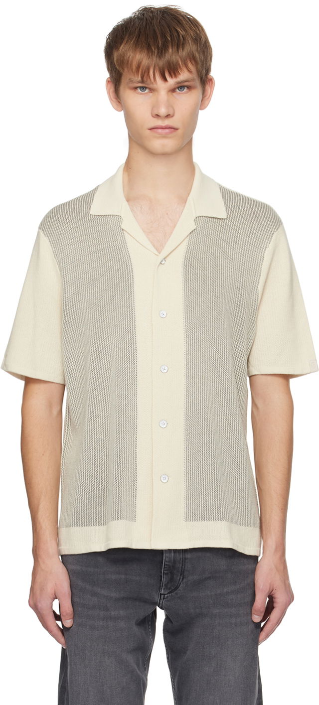 Skjorte rag & bone Harvey Striped Knitted Shirt Hvid | MBS22S013KI13, 0