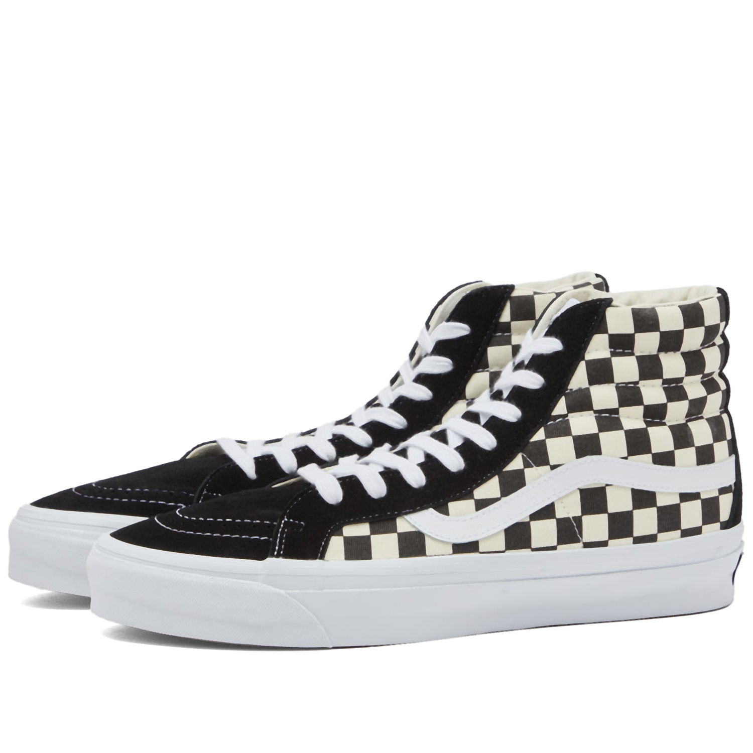 Sneakers og sko Vans Men's Sk8-Hi Reissue 38 Sneakers in Lx Checkerboard Black/Off White, Size UK 10 | END. Clothing Sort | VN000CR02BO, 0