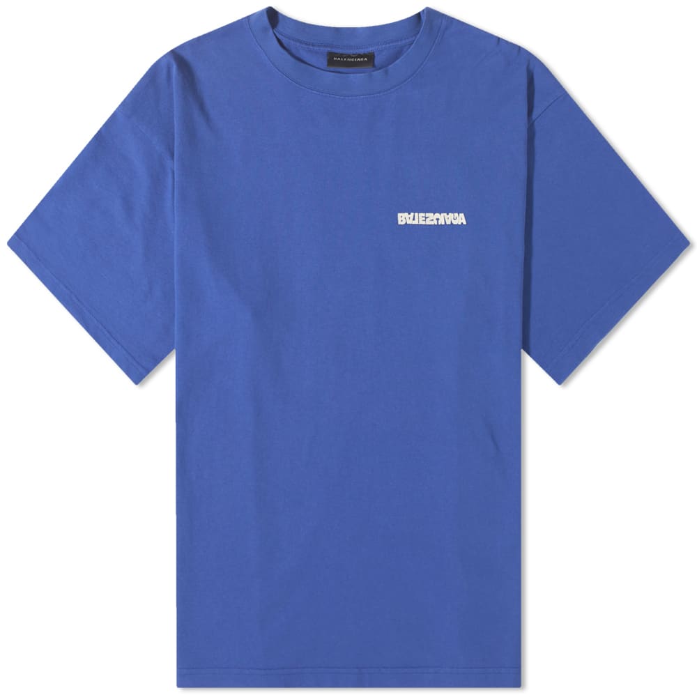 T-shirt Balenciaga Reverse Back Logo Tee Blå | 612966-TLVB3-4388, 0