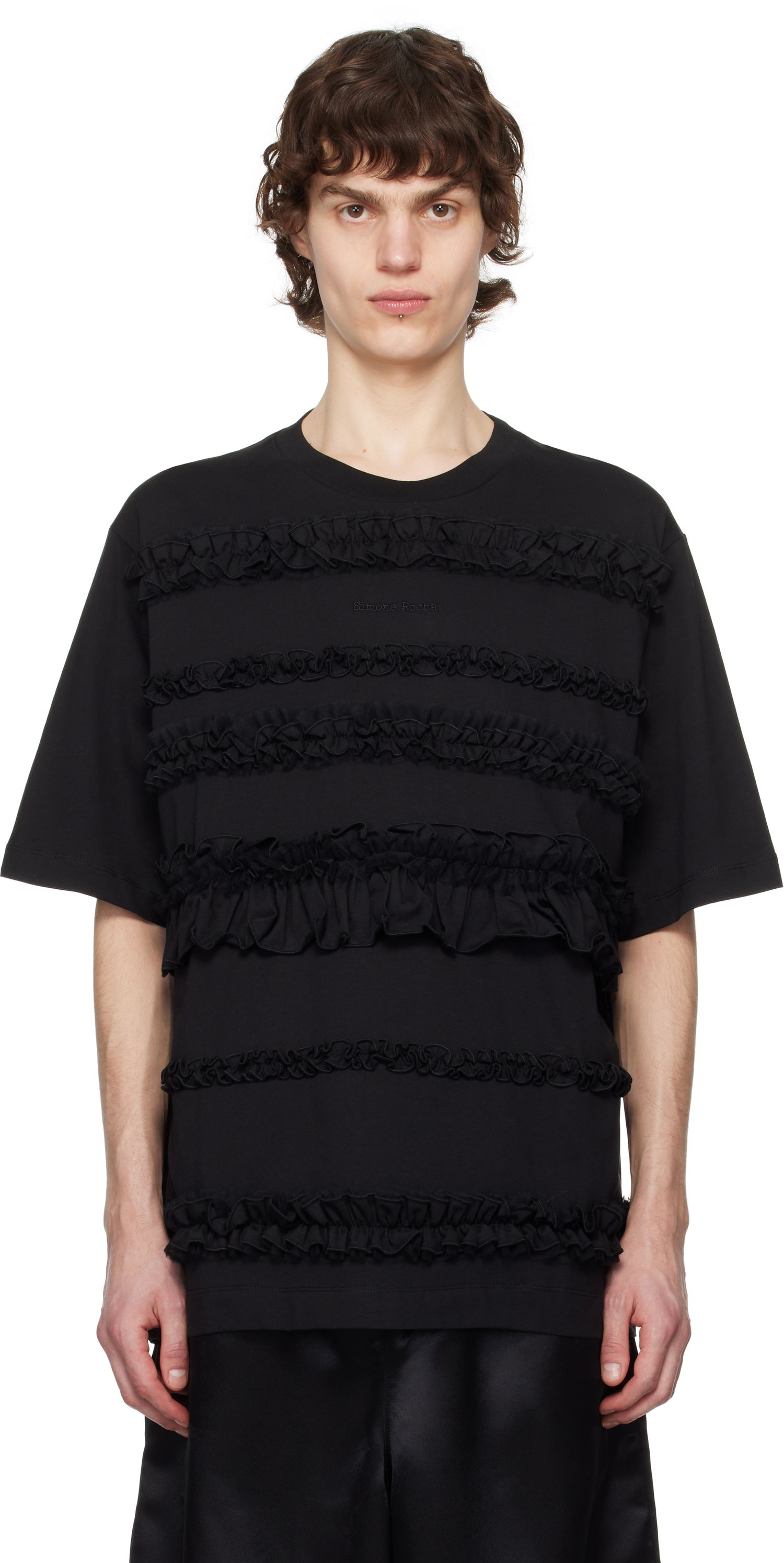 T-shirt Simone Rocha Simone Rocha Ruffle Frill T-Shirt Sort | 5325 0553, 0