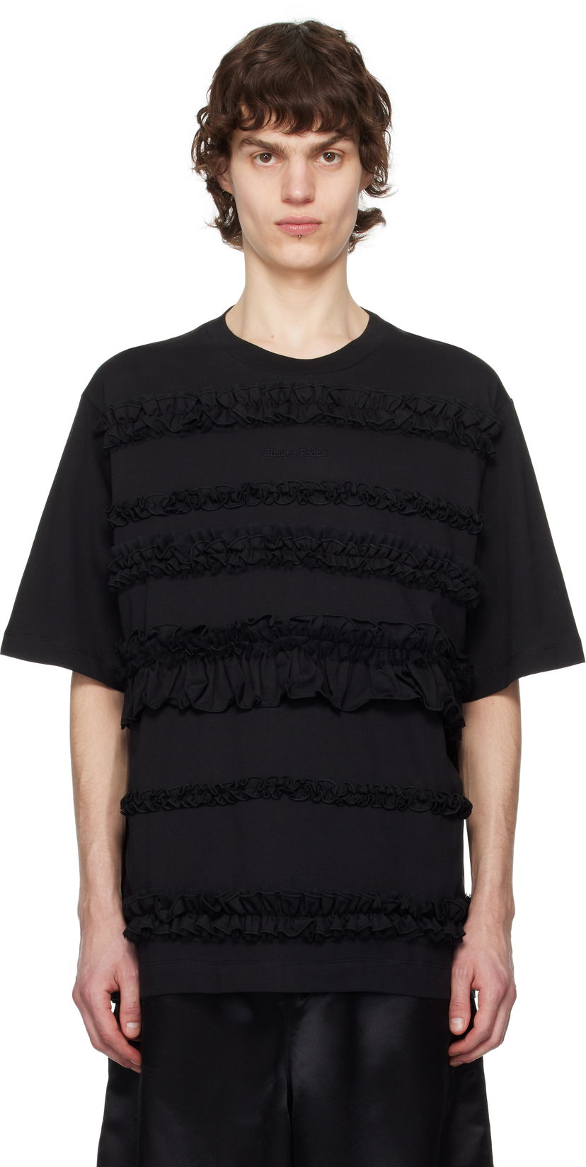 T-shirt Simone Rocha Simone Rocha Ruffle Frill T-Shirt Sort | 5325 0553