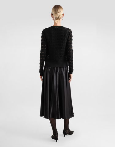 Nederdel Dolce & Gabbana Dolce & Gabbana Calf-Length Silk Satin Circle Skirt Sort | F4CSOTFU1NUN0000, 2