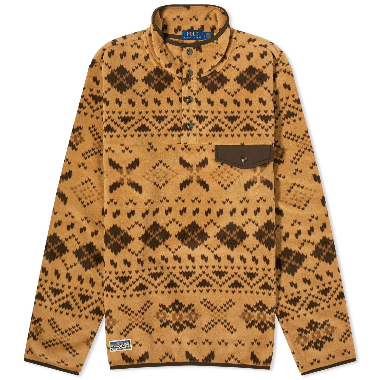 Sweatshirt Polo by Ralph Lauren High Pile Fleece Lodge "Fair Isle" Orange | 710928313001, 0