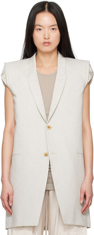 Vest Rick Owens Rick Owens Hollywood Dirt Tailored Sleeveless Denim Blazer Beige | RP01E7768 DRD, 0
