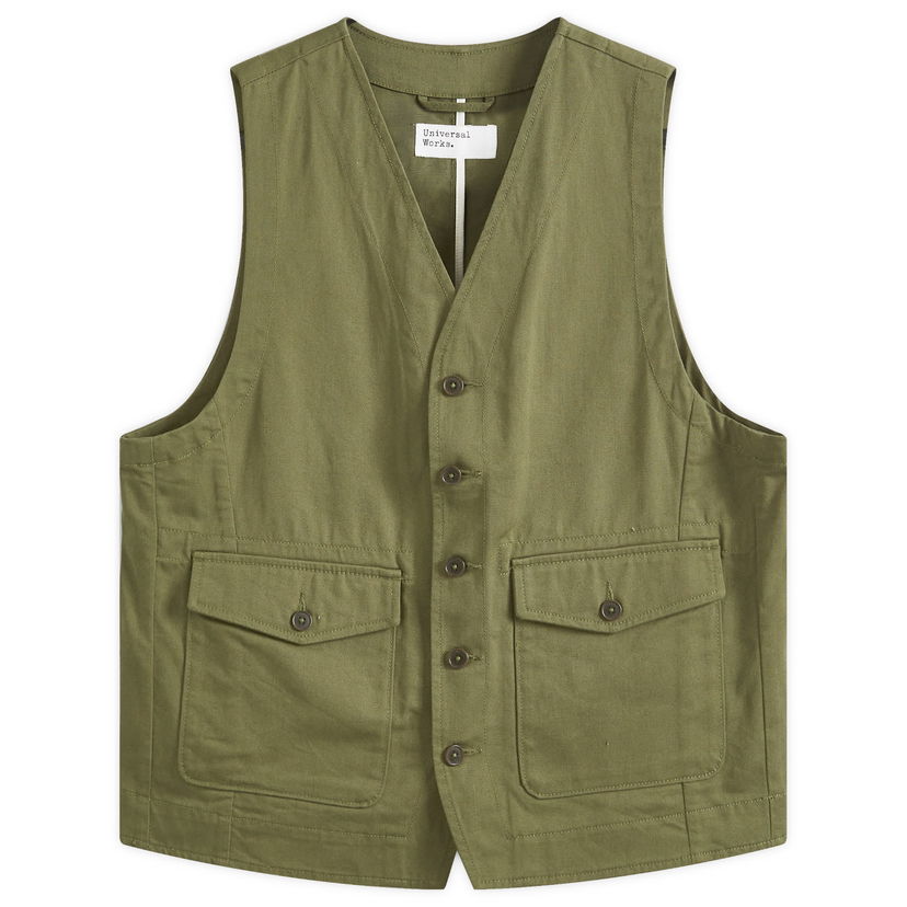 Vest Universal Works Universal Works Field Vest, Size Large Grøn | 00180-LOV