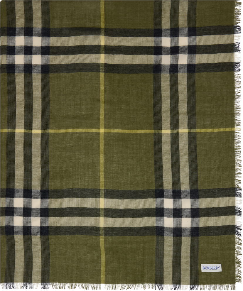 Tørklæde Burberry Burberry Wide Check Wool Scarf Grøn | 8112491