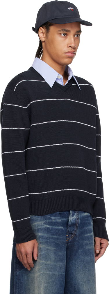 Sweater Noah Noah Striped V-Neck Sweater Mørkeblå | SW096SS25NVY, 1