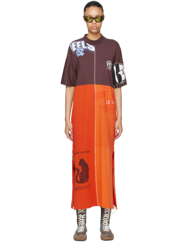 Kjole Marine Serre Regenerated Maxi Dress Orange | MDR040