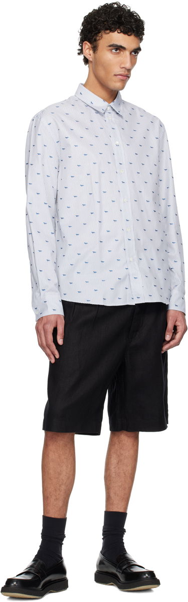Skjorte MAISON KITSUNÉ Maison Kitsuné Profile Fox Casual Striped Shirt Hvid | MM00408WC5046, 3