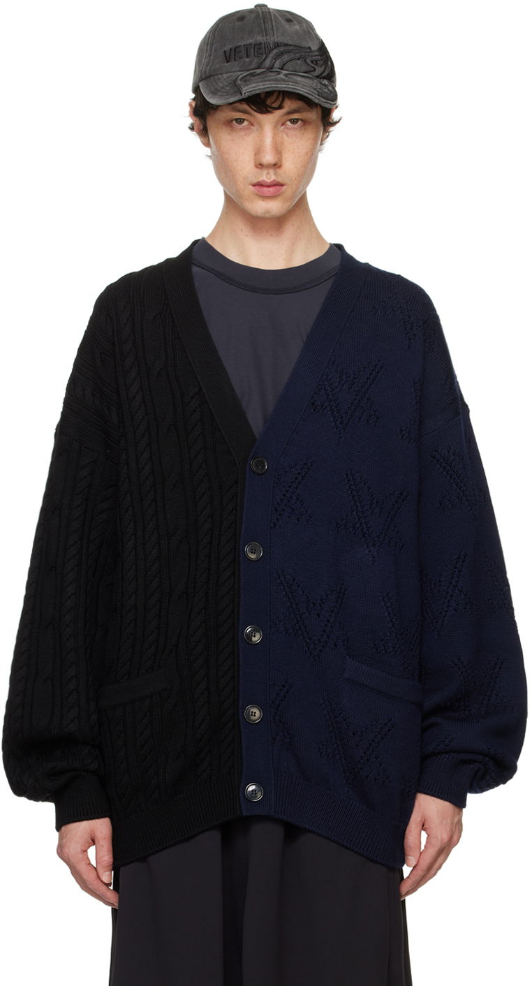 Sweater VETEMENTS Split Deconstructed Cardigan Sort | UA65KN206B