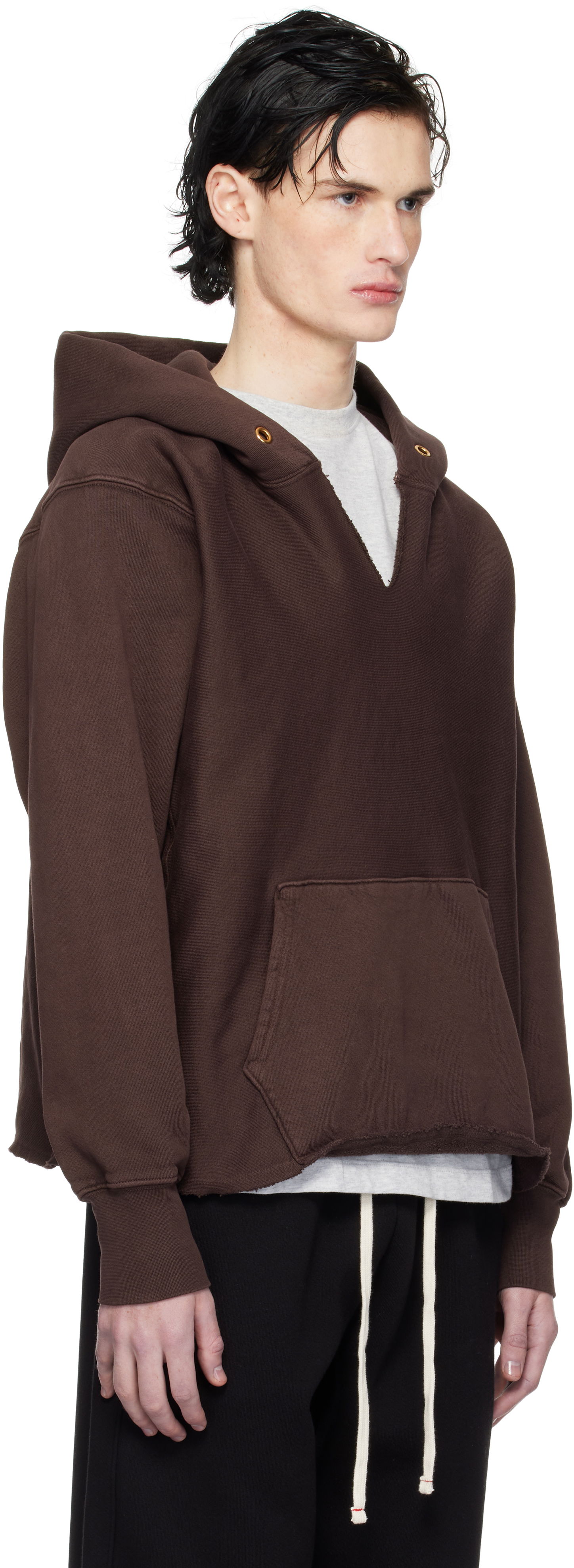 Sweatshirt LES TIEN Heavyweight Cropped Hoodie Brun | CF-1091-PD, 1