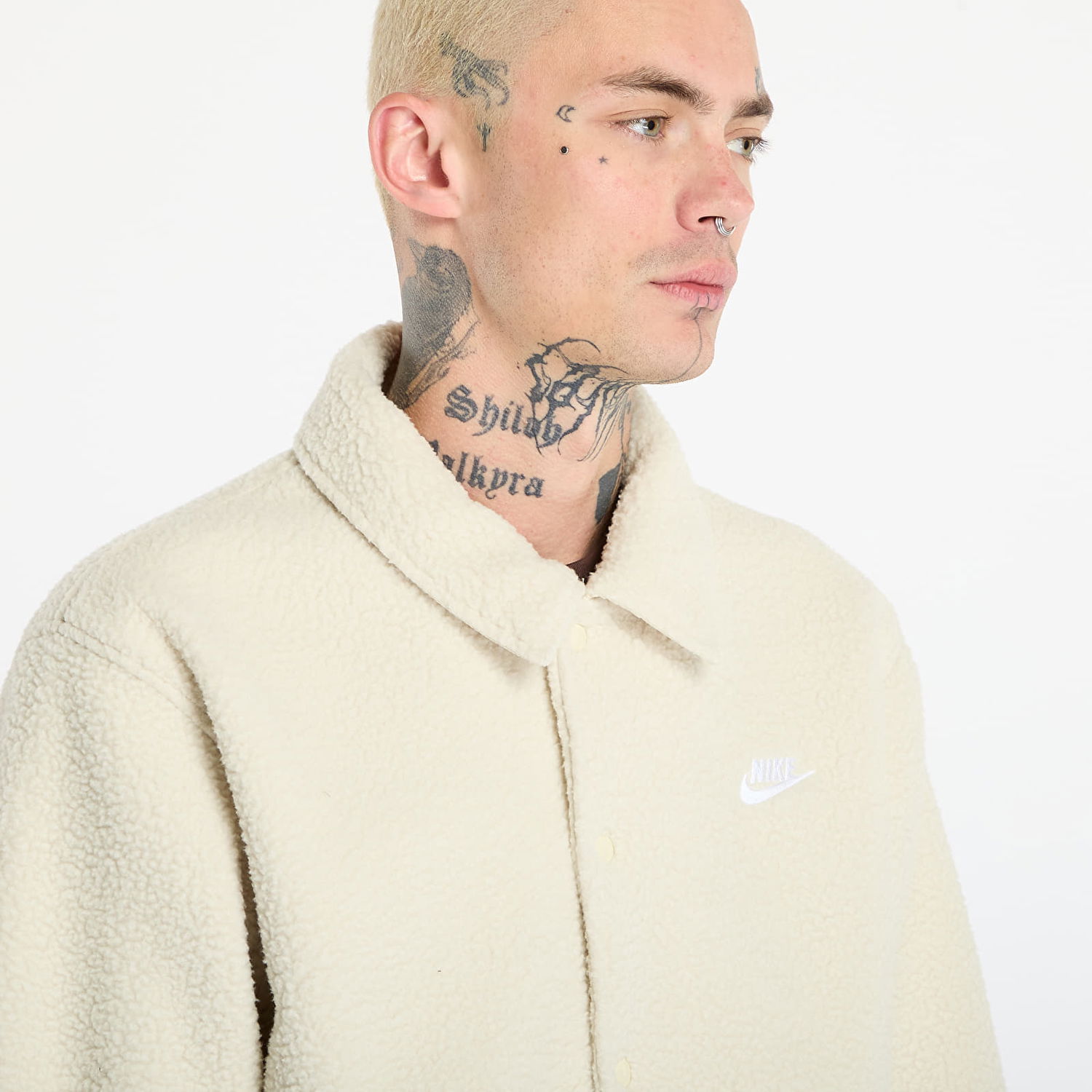 Jakke Nike Sportswear Club High-Pile Fleece Coaches Jacket Beige | HV1429-297, 1
