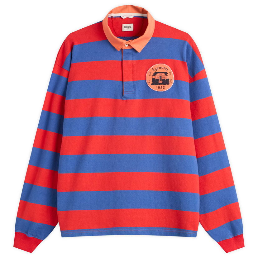 Skjorte Bode Bode Clubhouse Rugby Shirt, Size Large Rød | MRF25CS004