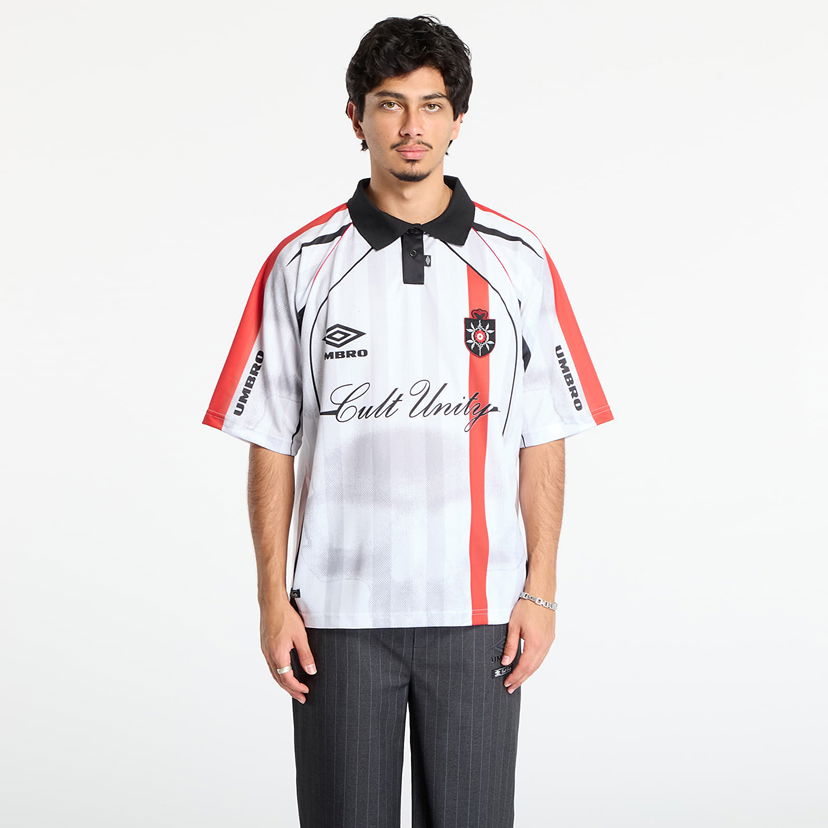 Polo skjorte Umbro Cult Unity Striped Polo Shirt Hvid | UBMW0402FA251 WTH0020