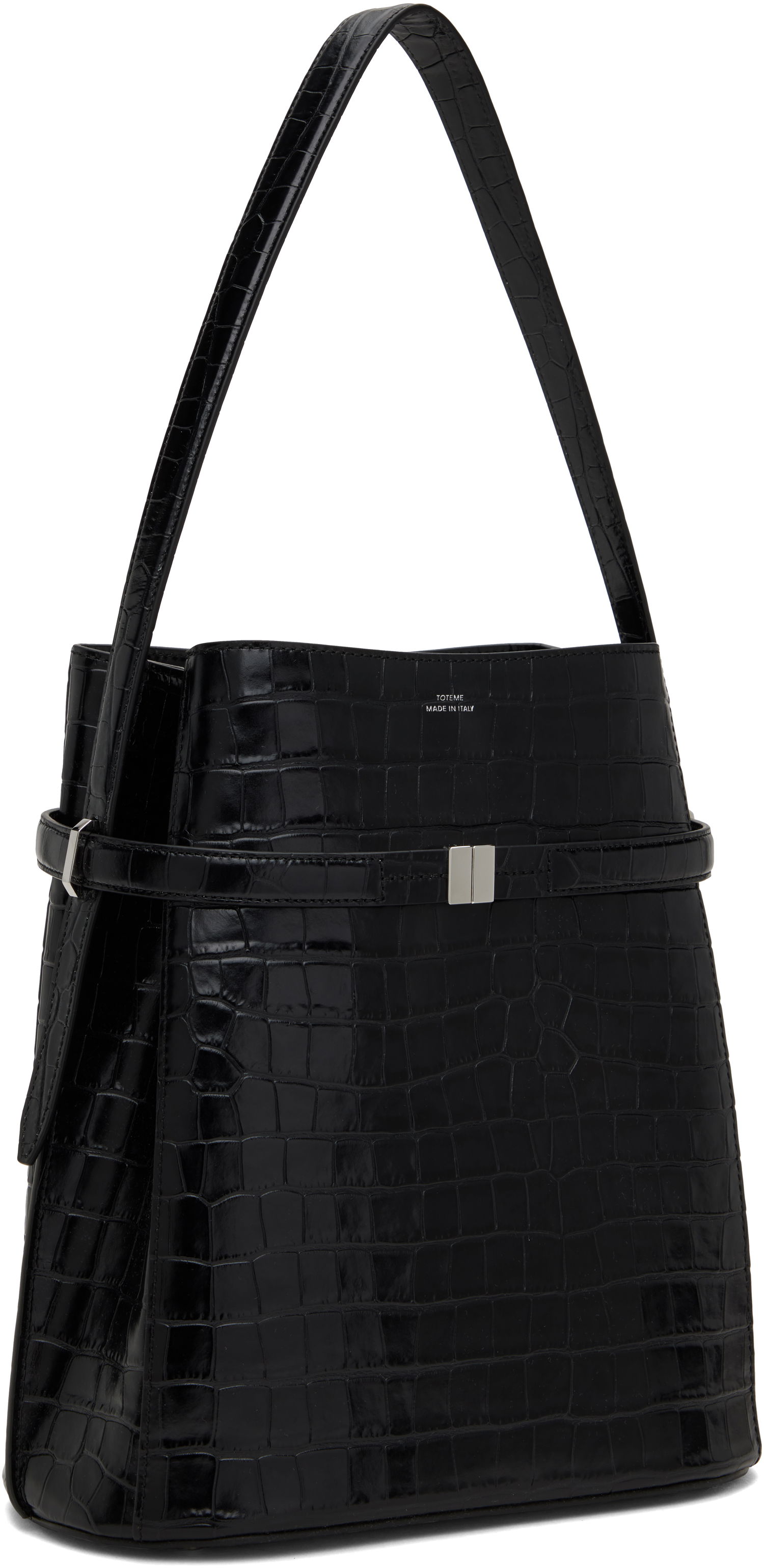 Håndtaske TOTEME Totême Belted Croc-Embossed Leather Bucket Bag Sort | 244-WAL0048-LE0076, 1