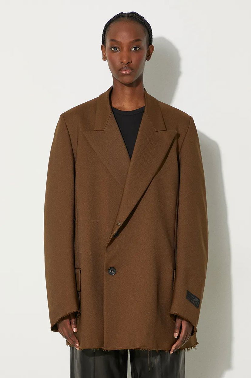 Jakke Maison Margiela Oversized Frayed Blazer Brun | S62BN0106.M35222