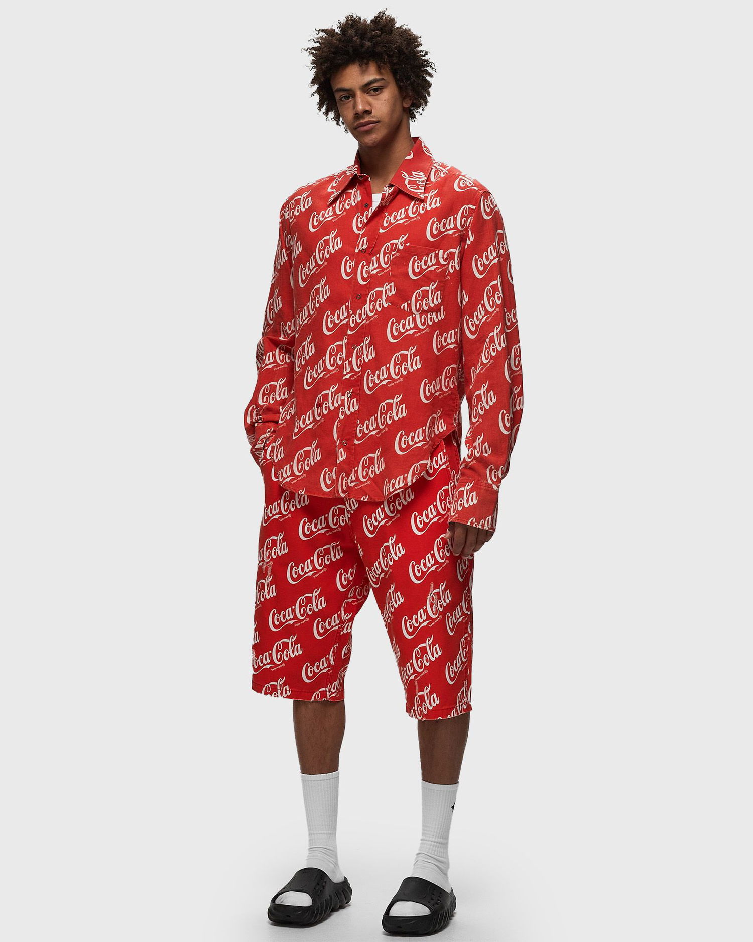 Skjorte ERL Printed Button Up Long Sleeve Shirt Rød | ERL08B015, 1