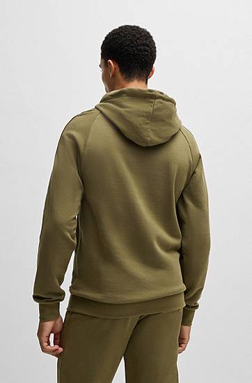 Sweatshirt BOSS HUGO Cotton-Terry Hoodie with Logo Tape Sleeves Grøn | 50520502, 1