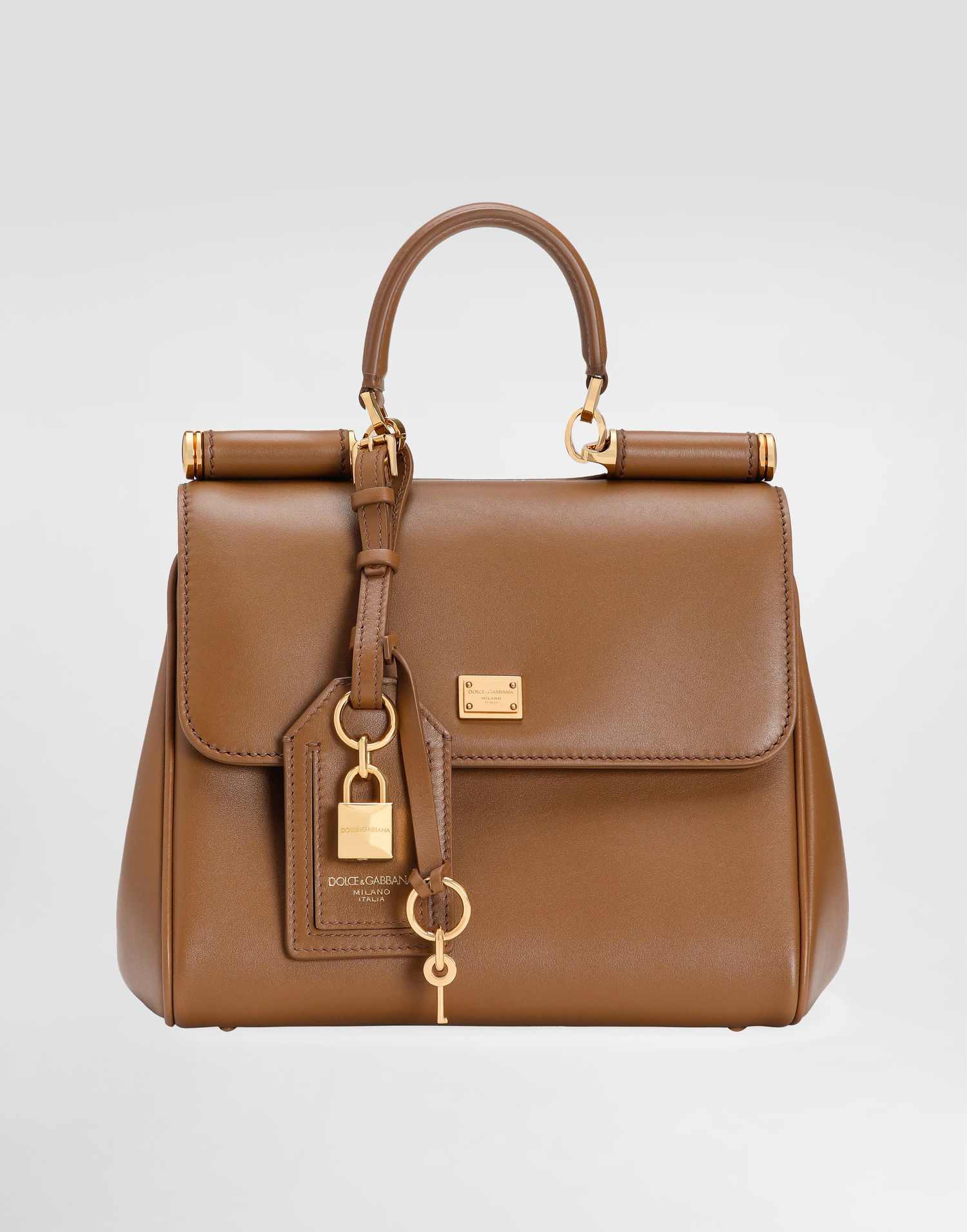 Håndtaske Dolce & Gabbana Dolce & Gabbana My Sicily Plongé Calfskin Top Handle Bag Brun | BB7781B73218Z093, 0