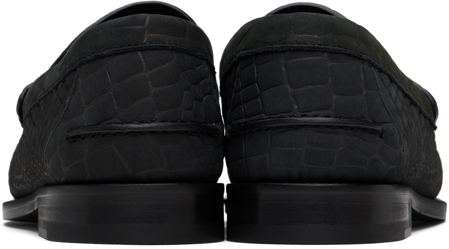 Sneakers og sko Versace Croc-Effect Suede Loafers Sort | 1013592_1A12292, 1
