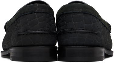 Sneakers og sko Versace Croc-Effect Suede Loafers Sort | 1013592_1A12292, 1