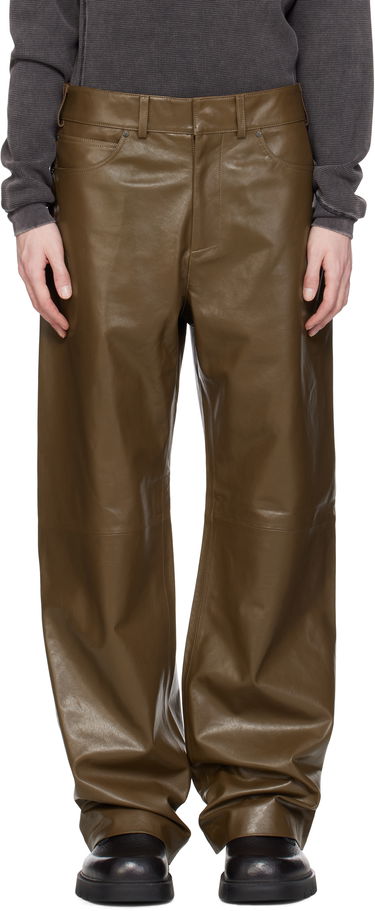 Bukser Entire Studios Entire Studios Straight Leg Leather Pants Grøn | ESU-S25-13007-PE, 0