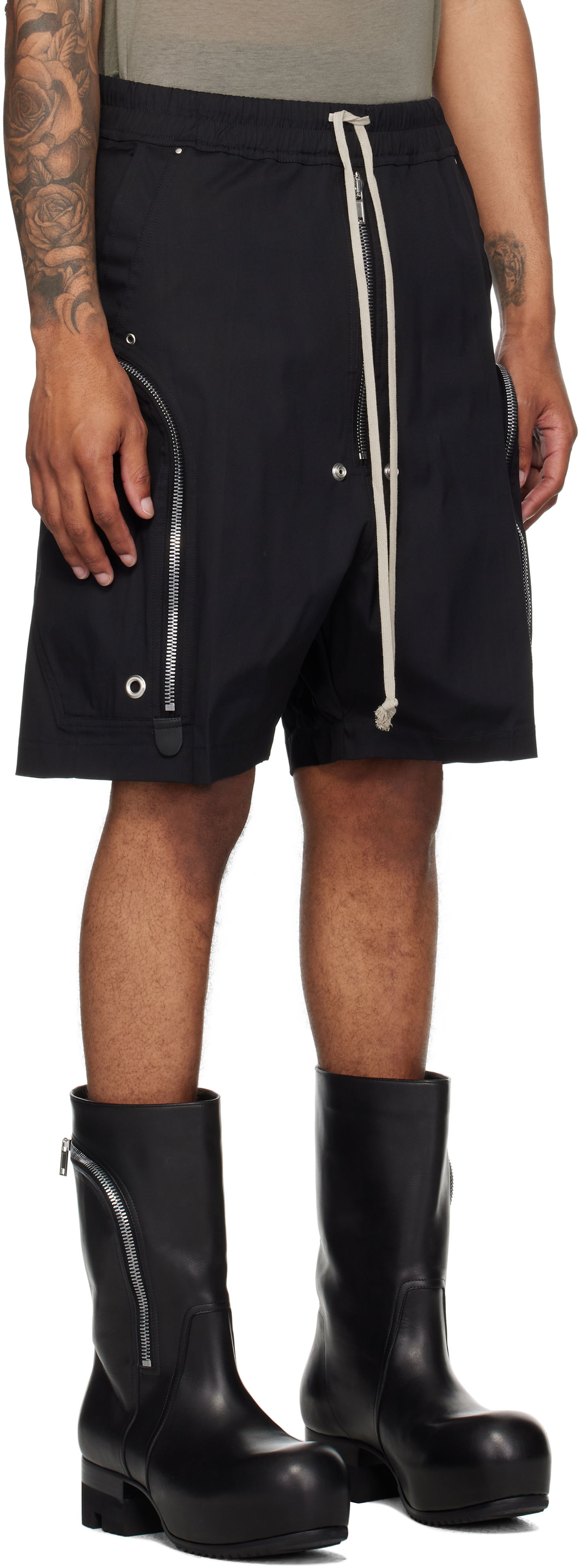 Shorts Rick Owens Rick Owens Bauhaus Bela Cargo Shorts Sort | RU02E1392 TE, 1