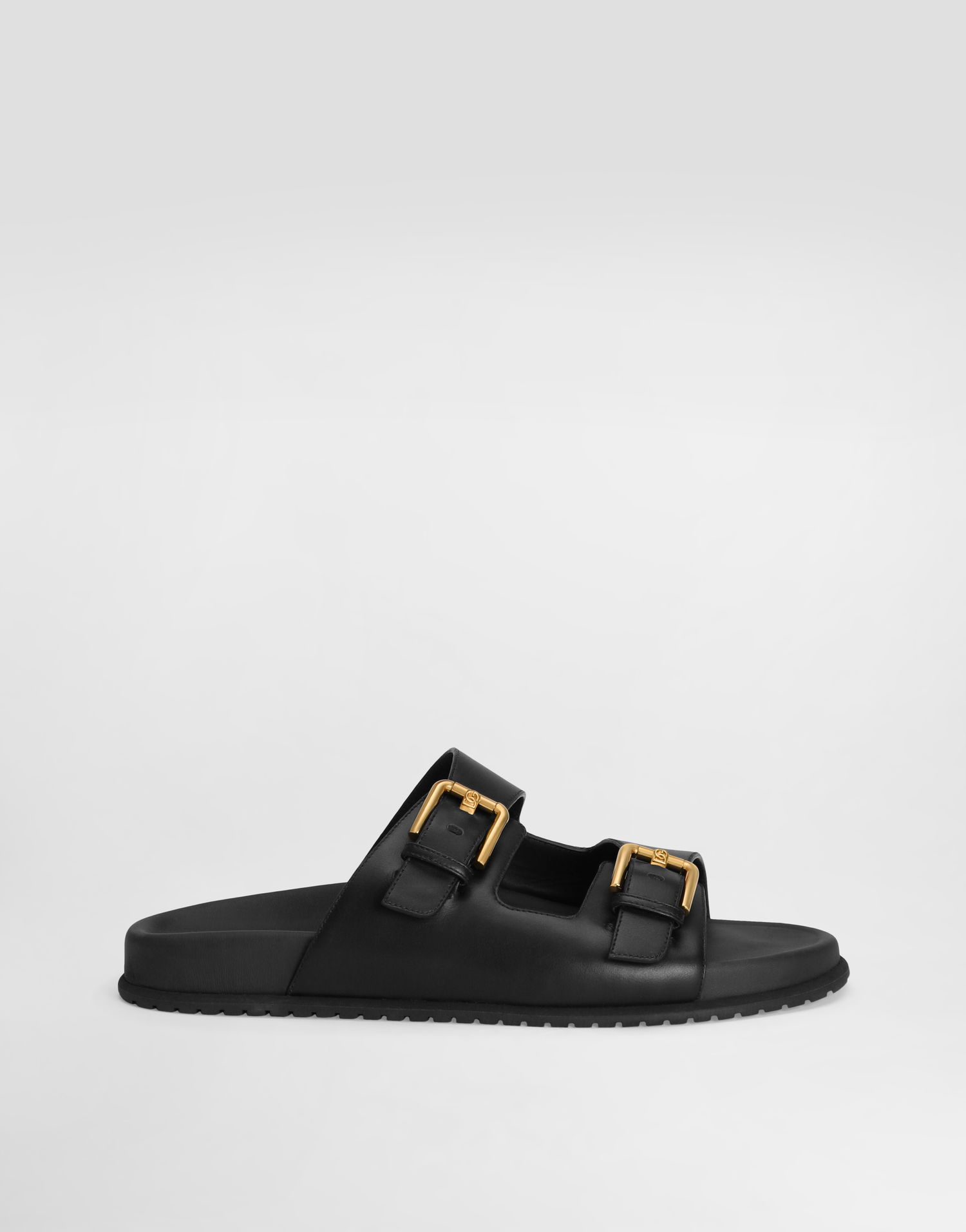 Tilbehør Dolce & Gabbana Dolce & Gabbana Calfskin Double Buckle Slides Sort | CQ0632AS73880999, 0