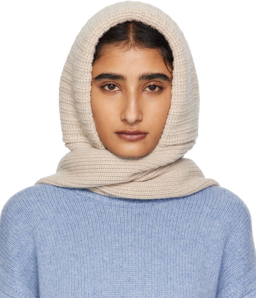 Tørklæde Yves Salomon Yves Salomon Knit Hooded Scarf Beige | 26W25WAA506XXMACL
