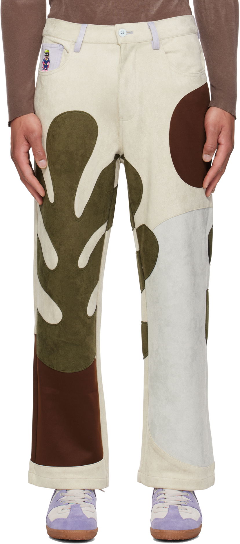 Bukser KidSuper KidSuper Floral Patchwork Trousers Beige | SS25-PT-04