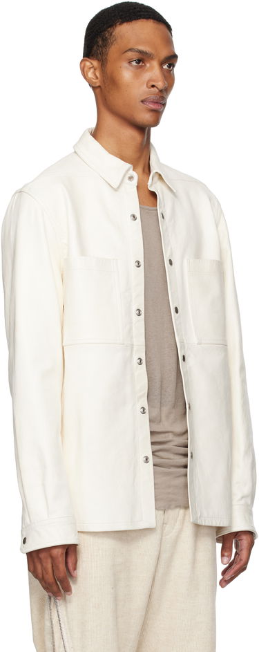 Jakke Rick Owens Rick Owens Concordians Leather Overshirt Hvid | RU02E1744 LBH, 1