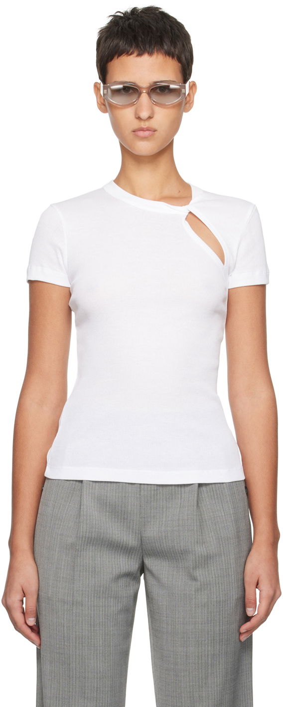 Tanktop Helmut Lang Helmut Lang Asymmetrical Slash T-Shirt Hvid | N09HW505