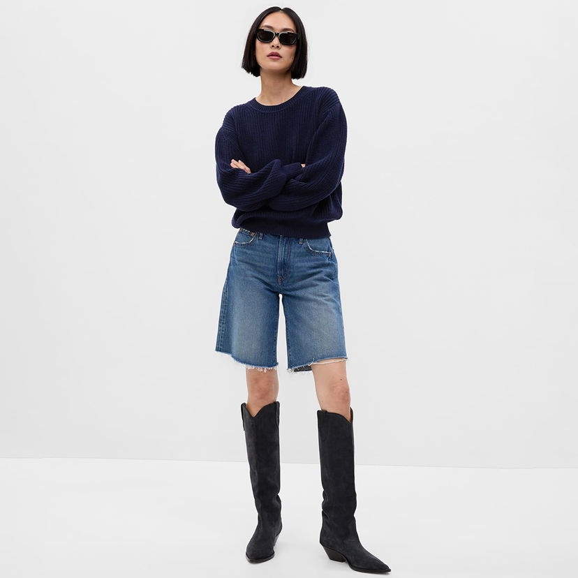 Sweatshirt GAP Classic Cotton Crewneck Sweatshirt Navy Uniform Mørkeblå | 592238-00