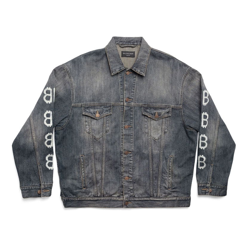 Jakke Balenciaga Crypto Large Fit Denim Jacket Blå | 750983TNW654036