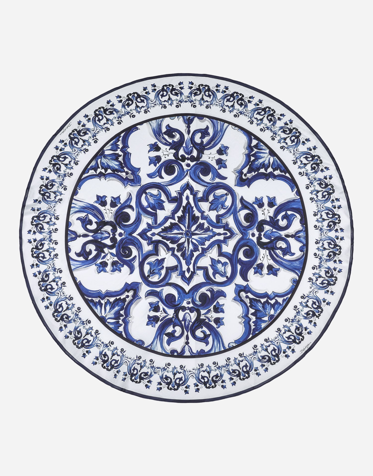 Home decor Dolce & Gabbana Round Tablecloth With Blue Ornaments Print Blå | TCG009TCADNUB011, 0