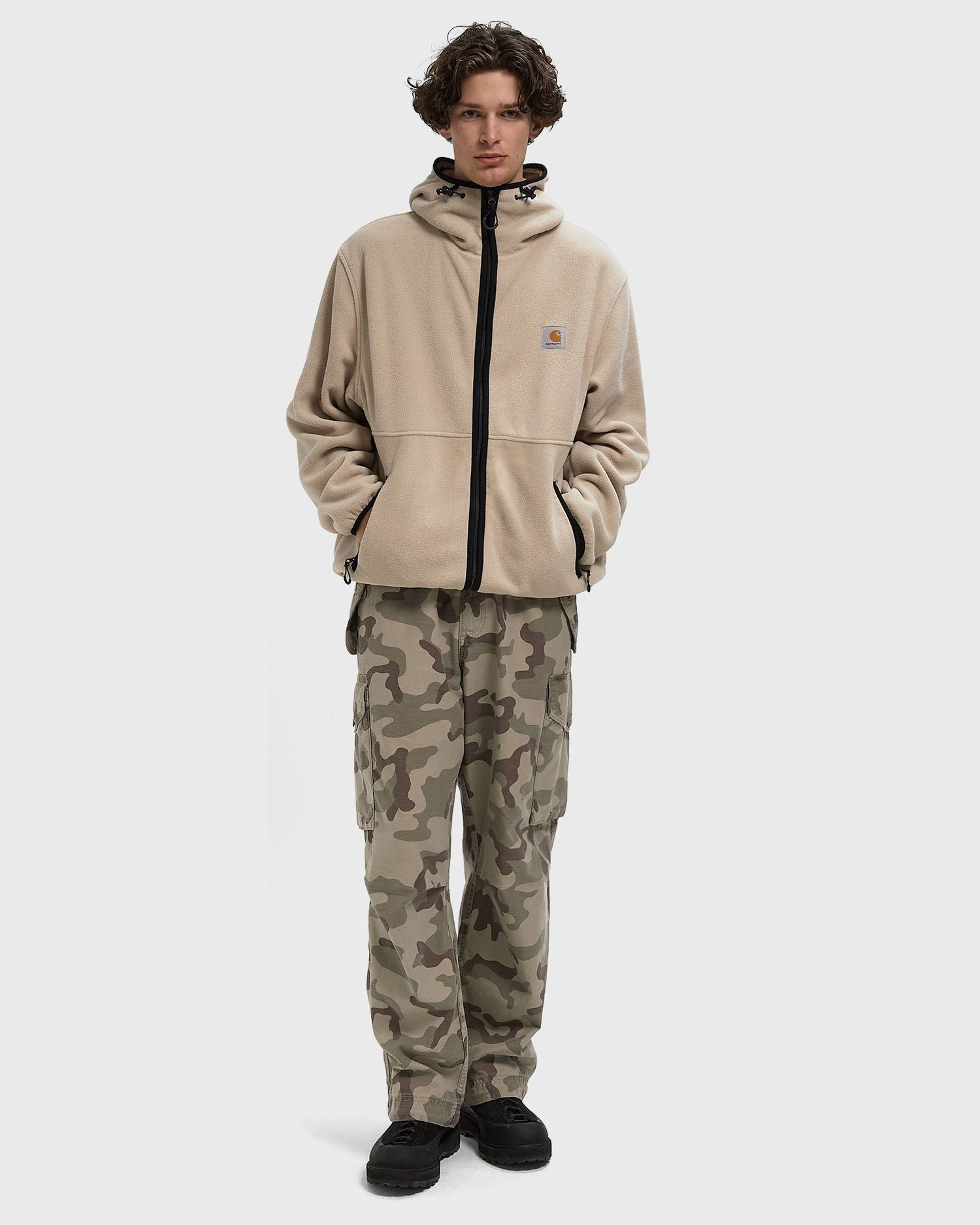 Sweatshirt Carhartt WIP Blevin Liner Hooded Full-Zip Fleece Jacket Beige | I035310-2LP.XX, 1